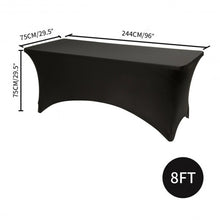 Load image into Gallery viewer, 2Pcs 8 ft Rectangular Spandex Wedding Tablecloth-Black

