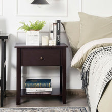 Load image into Gallery viewer, Nightstand with Drawer and Storage Shelf for Bedroom Living Room-Espresso
