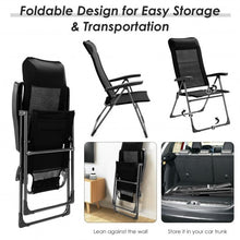Load image into Gallery viewer, 2 Pcs Portable Patio Folding Dining Chairs with Headrest Adjust for Camping -Black
