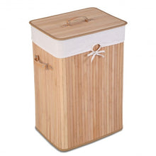 Load image into Gallery viewer, Rectangle Bamboo Hamper Laundry Basket Washing Cloth Bin Storage Bag Lid 3 color-Natural
