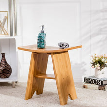 Load image into Gallery viewer, 18&quot; Bamboo Shower Stool Bench with Shelf
