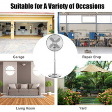 Load image into Gallery viewer, 16&quot; Metal Adjustable Oscillating Pedestal Fan-Silver
