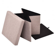 Load image into Gallery viewer, Folding Storage Square Footrest Ottoman-Beige
