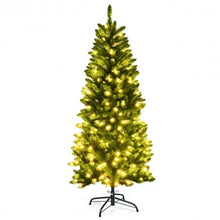 Load image into Gallery viewer, 5 ft PVC Hinged Pre-lit Artificial Fir Pencil Christmas Tree w/150 Warm White
