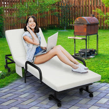 Load image into Gallery viewer, Folding Adjustable Guest Single Bed Lounge Portable with Wheels-White
