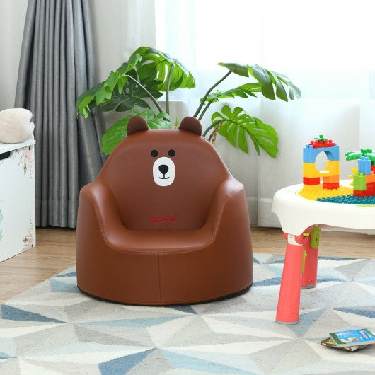 Kids Cartoon Sofa Seat Toddler Children Armchair Couch-Brown