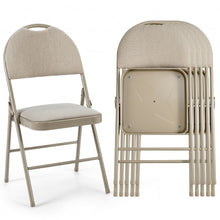Load image into Gallery viewer, 6 Pack Folding Chairs Portable Padded Office Kitchen Dining Chairs-Beige
