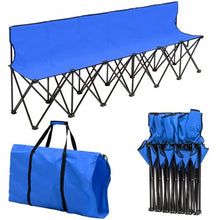 Load image into Gallery viewer, Portable Folding 6 Seats Chair Sideline Sports Bench-Blue
