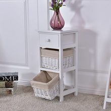Load image into Gallery viewer, Wooden Morden Nightstand with 2 Wicker Rattan Drawers
