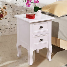 Load image into Gallery viewer, Wood Accent End Nightstand w/ 2 Storage Drawers-White
