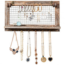 Load image into Gallery viewer, Vintage Wood Wall Mounted Jewelry Organizer Display Rack with Bracelet Rod-Brown
