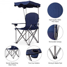 Load image into Gallery viewer, Portable Folding Beach Canopy Chair with Cup Holders-Blue
