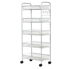 Load image into Gallery viewer, 5 Tier Mesh Rolling File Utility Cart Storage Basket-Gray
