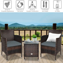 Load image into Gallery viewer, 3 pcs Outdoor Rattan Wicker Furniture Set-Gray
