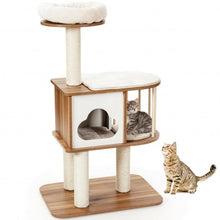 Load image into Gallery viewer, 46&quot; Wooden Cat Activity Tree with Platform and Cushions
