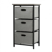 Load image into Gallery viewer, 3-Drawer Fabric Dresser Storage Tower Vertical Foldable Pull Bins-Black
