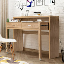 Load image into Gallery viewer, Extendable Computer Desk with Pull Out Secondary Desk-Natural

