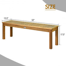 Load image into Gallery viewer, 52&quot; Outdoor Acacia Wood Dining Bench Chair

