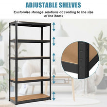 Load image into Gallery viewer, 72&quot; Storage Shelf Steel Metal 5 Levels Adjustable Shelves-Black
