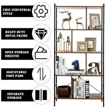 Load image into Gallery viewer, 4-Tier Industrial Bookshelf Floor Standing Storage Rack Large Storage

