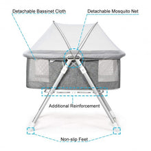 Load image into Gallery viewer, 2 in 1 Foldable Crib with Detachable &amp; Thicken Mattress-Gray
