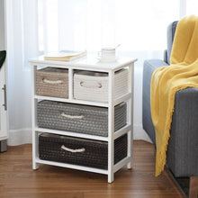 Load image into Gallery viewer, Storage Drawer Nightstand Woven Basket Cabinet Bedside Table
