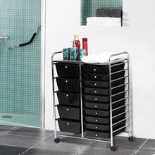 Load image into Gallery viewer, 15-Drawer Utility Rolling Organizer Cart Multi-Use Storage-Black
