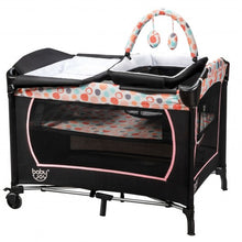 Load image into Gallery viewer, 4-in-1 Convertible Portable Baby Playard with Changing Station-Pink
