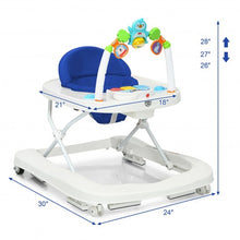 Load image into Gallery viewer, 2-in-1 Foldable Baby Walker with Adjustable Heights-Blue
