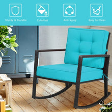 Load image into Gallery viewer, Patio Rattan Rocker Outdoor Glider Rocking Chair Cushion Lawn-Turquoise
