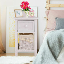 Load image into Gallery viewer, Set of 2 Mini Night Stand 2 Layer 1 Drawer End Table Organizer Wood
