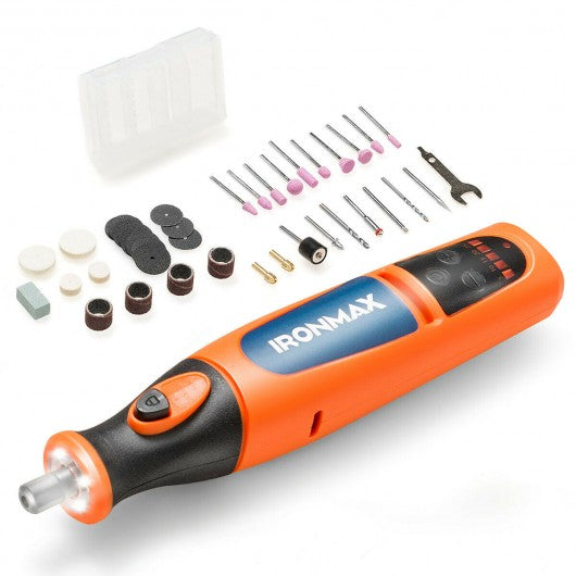 8V Lithium-Ion Cordless Rotary Tool Kit 5 Speed with Light