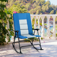 Load image into Gallery viewer, Foldable Rocking Padded Portable Camping Chair with Backrest and Armrest -Blue
