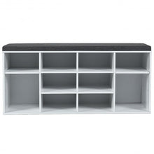 Load image into Gallery viewer, 10-Cube Organizer  Entryway Padded Shoe Storage Bench-White
