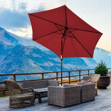 Load image into Gallery viewer, 9 ft Outdoor Market Patio Table Umbrella Push Button Tilt Crank Lift-Burgundy
