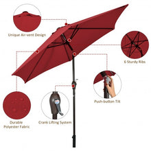 Load image into Gallery viewer, 9 ft Outdoor Market Patio Table Umbrella Push Button Tilt Crank Lift-Burgundy
