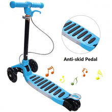 Load image into Gallery viewer, Folding Aluminum 3 LED Light Up Wheels Kids Music Kick Scooter-Blue
