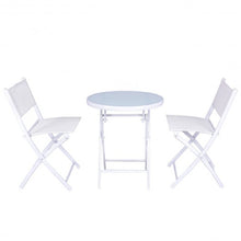 Load image into Gallery viewer, 3 Pcs Folding Garden Patio Table Chairs Set-White
