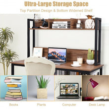 Load image into Gallery viewer, Storage Writing Desk Computer Desk with Hutch &amp; Bookshelf-Walnut

