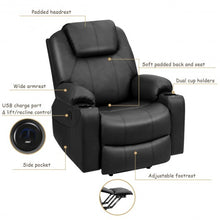 Load image into Gallery viewer, Electric Power Lift Leather Massage Sofa-Black

