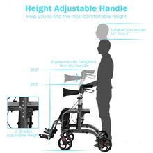 Load image into Gallery viewer, Aluminum Adjustable Folding Handle Medical Walker Rollator-Black

