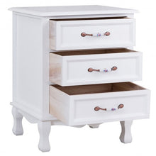 Load image into Gallery viewer, Storage Solid Wood End Nightstand w/ 3 Drawers -White
