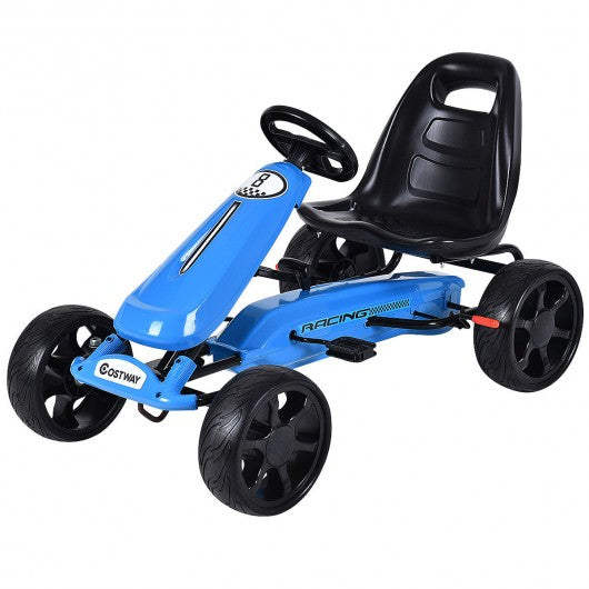 Outdoor Kids 4 Wheel Pedal Powered Riding Kart Car-Navy