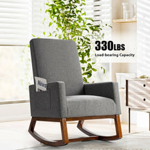 Load image into Gallery viewer, Rocking High Back Upholstered Lounge Armchair with Side Pocket-Gray
