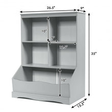 Load image into Gallery viewer, 3-Tier Children&#39;s Multi-Functional Bookcase Toy Storage Bin Floor Cabinet-Gray
