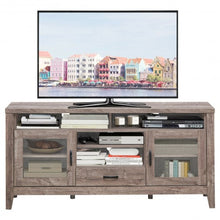 Load image into Gallery viewer, Tall TV Stand with Glass Storage &amp; Drawer
