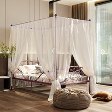 Load image into Gallery viewer, Twin Size Metal Canopy Bed Frame 4 Poster Steel Slats Headboard Footboard-Pink
