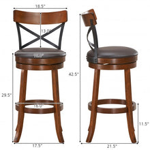 Load image into Gallery viewer, Set of 2 Bar Stools 360-Degree Swivel Dining Bar Chairs with Rubber Wood Legs-29.5 inch
