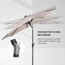 Load image into Gallery viewer, 10FT Patio Solar Umbrella LED Patio Market Steel Tilt W/ Crank Outdoor New-beige
