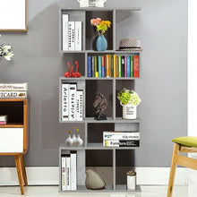 Load image into Gallery viewer, 5 Cubes Ladder Shelf Corner Bookshelf Display Rack Bookcase-Gray
